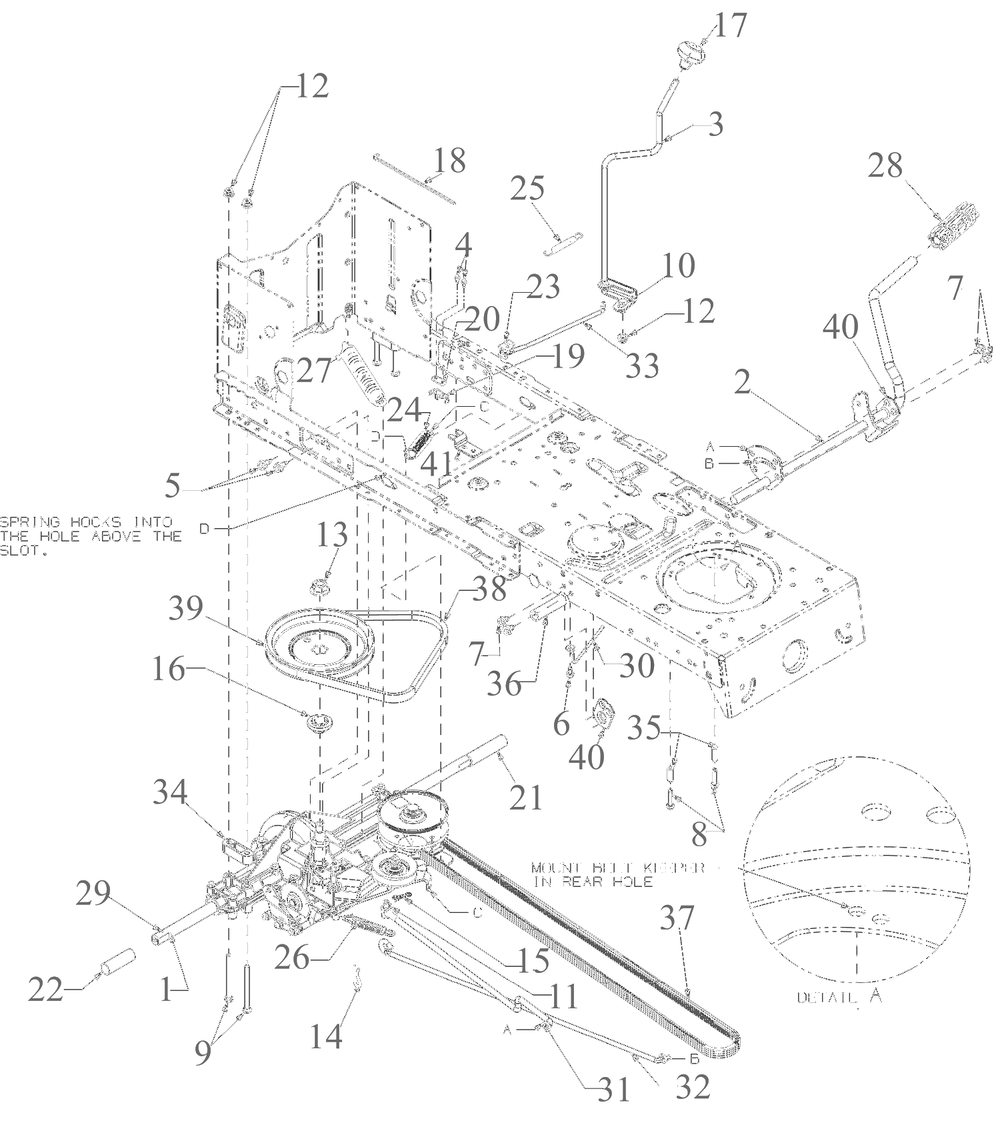 Drive Diagram and Parts List for 13AM77SSA00 2023 Yard Machines Lawn Tractor